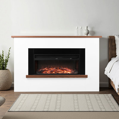 5120Btu 1500W Freestanding Electric Fireplace With , 65.5 Inch, Adjustable Flames, Timer, Remote, Overheating Protection, Suitable For Bedroom And Living Room, Black/White Steel Stove, Inch