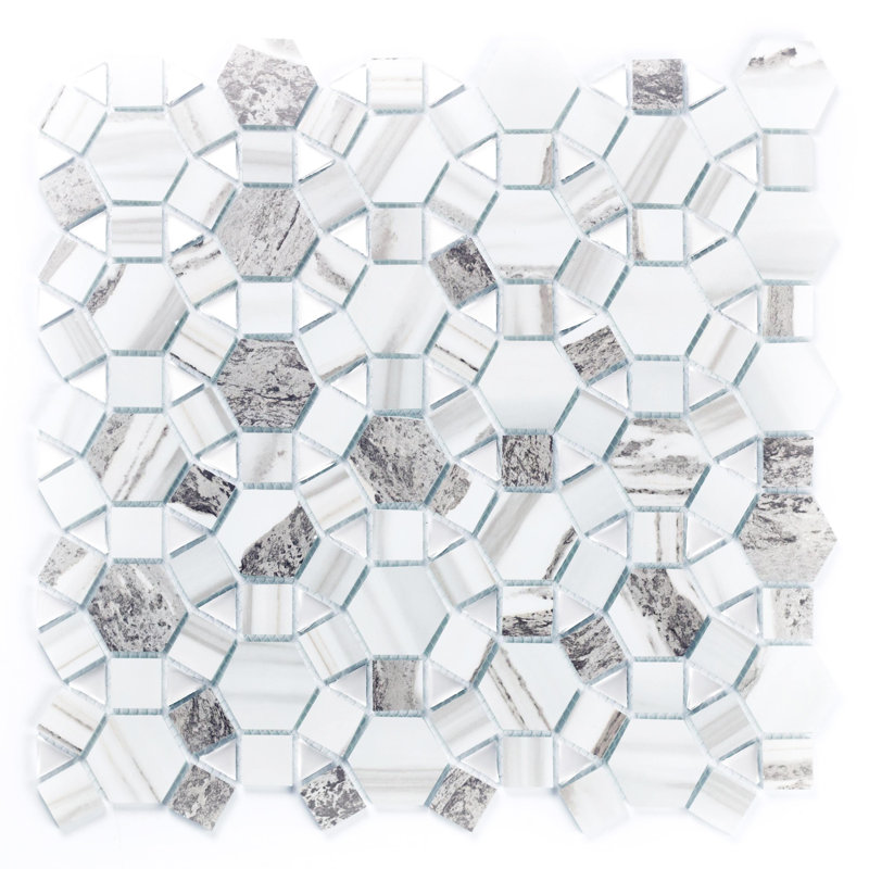 Carreau de mosaïque déco en verre art déco 3,5 x 4,5, Mélange Corteccia urbain