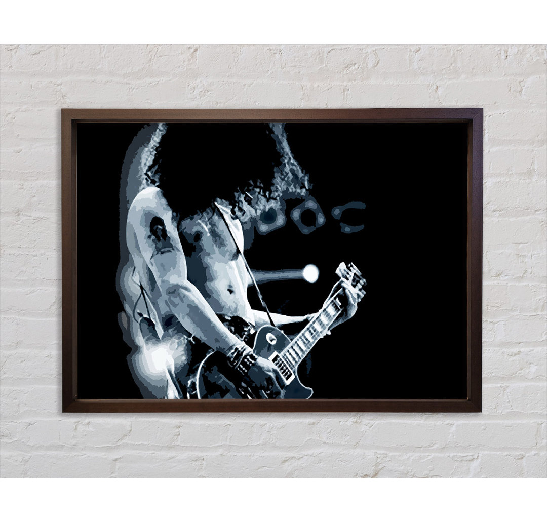 Slash On Guitar Blue - Einzelbildrahmen Kunstdrucke auf Leinwand