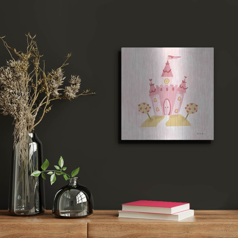 Art mural en métal luxueux «Pretty Princess Castle» par Farida Zaman, 12 po x 12 po, H 12 po x l 12 po