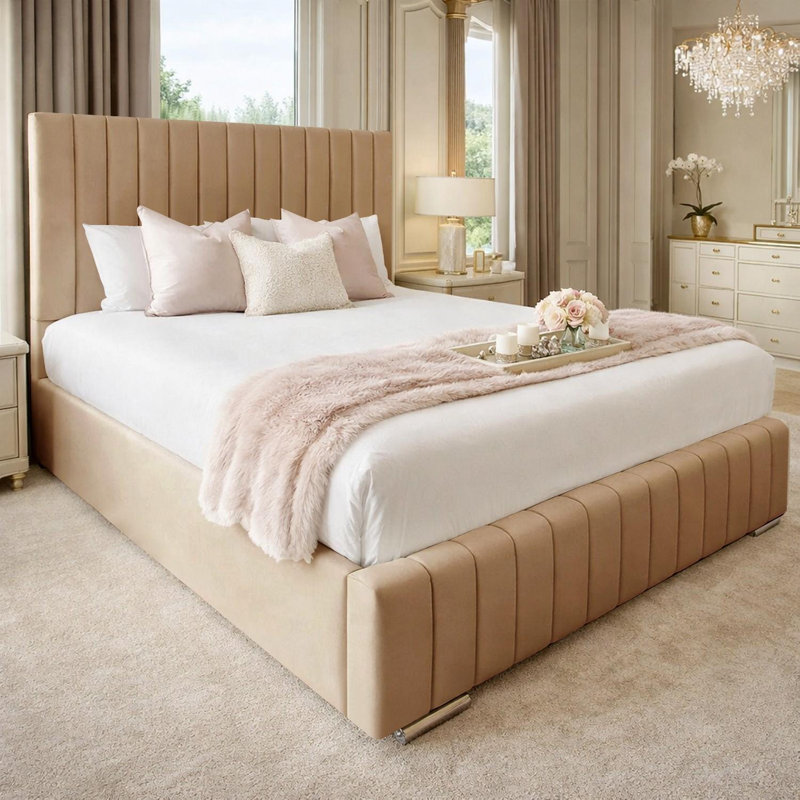 Upholstered Bed, Beige, Double (4'6)