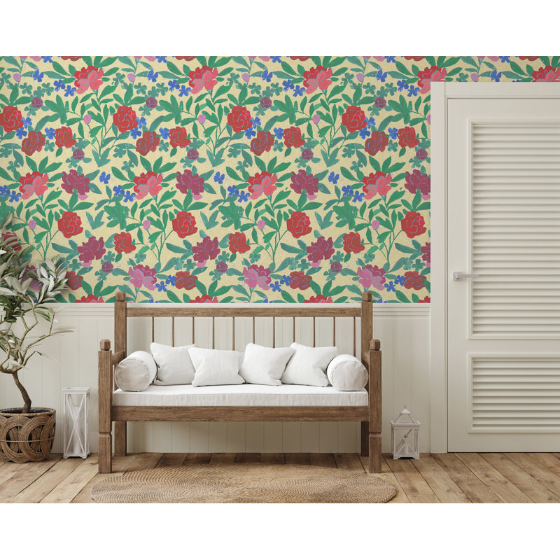 Paule Marrot Floral Wallpaper Double Roll, Wheat