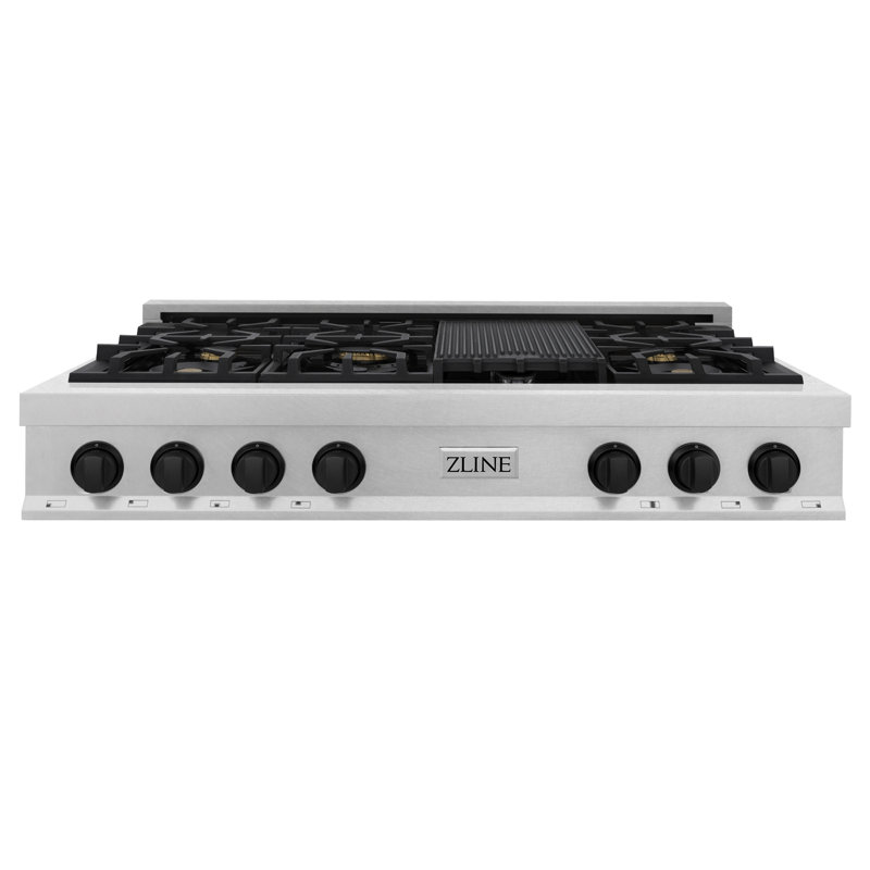 Édition autographe ZLINE Surface de cuisson au gaz Legacy avec 7 brûleurs et surface de cuisson en porcelaine en satin