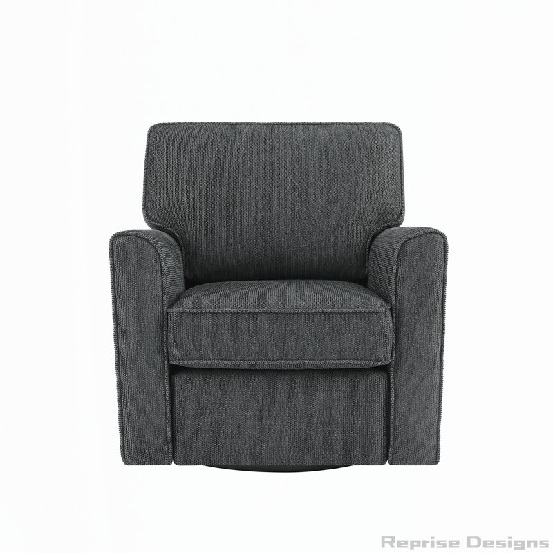 Fauteuil demi-tonneau pivotant à 360 ° avec poches latérales pour le salon, Gris