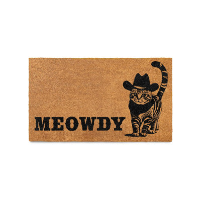 Meowdy Doormat 30X17 Inch, Cat Front Door Mat For Covered Outdoor Area, Black Cat Welcome Mats For Front Door Gift, Coir Outdoor Doormat
