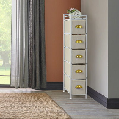 5 - Layer Narrow Storage Cabinet White