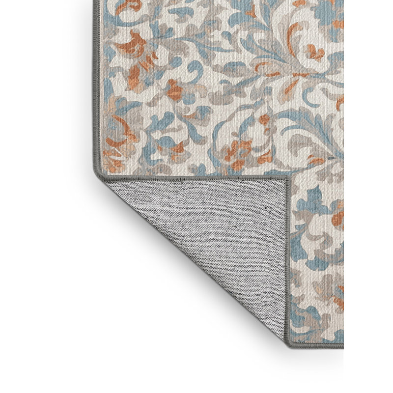 Machine Washable Gray Area Rug, Round 5'