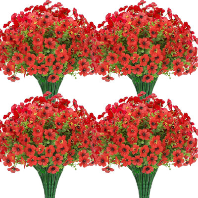 32Pcs Artificial Flowers for Outdoor, UV Resistant Fake Silk Flowers, Realistic Faux Plants for Outside Indoor Porch Patio Window Box Planter Home Decor