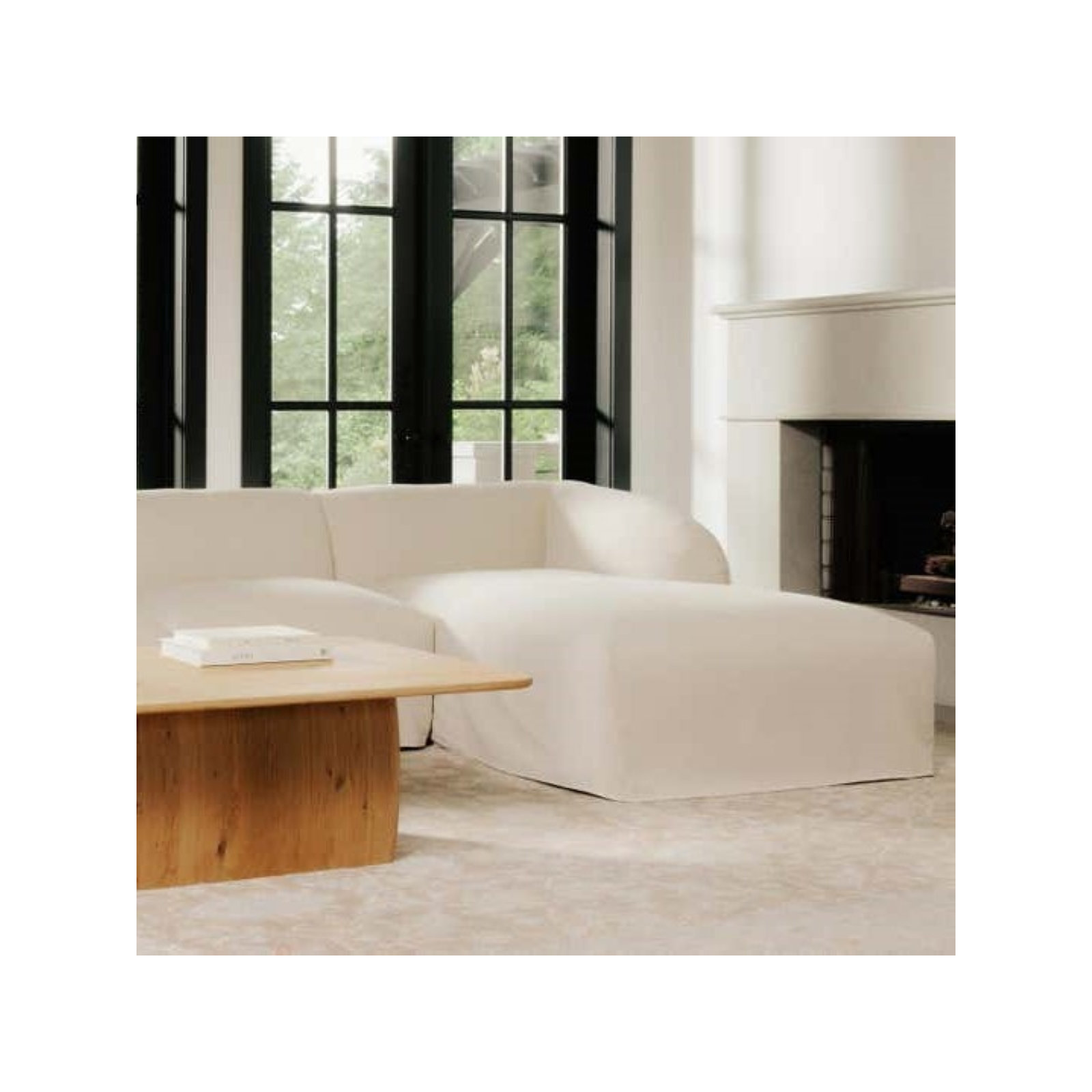 Wilde Left Arm Facing Chaise, Cream Veil Canvas
