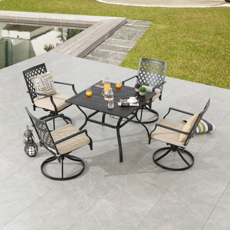Ensemble repas pour 4 personnes avec coussins Shaan Square, Beige
