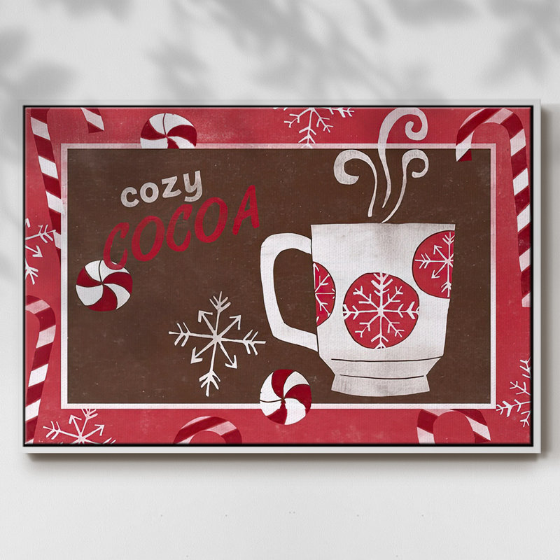 " Cozy Cocoa Christmas Collection A ", 17" H x 25" W x 1.5" D, White Floater Framed