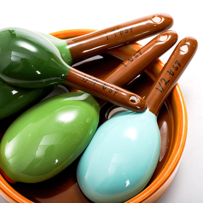 5Pcs Ceramic Measuring Spoons In Pot, Cactus Shape Baking Measuring Spoons And Cup Decorative Cactus Figurine Measuring Spoons Set