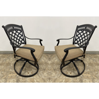 Ellston Swivel Patio Dining Armchair with Cushion by Darby Home Co