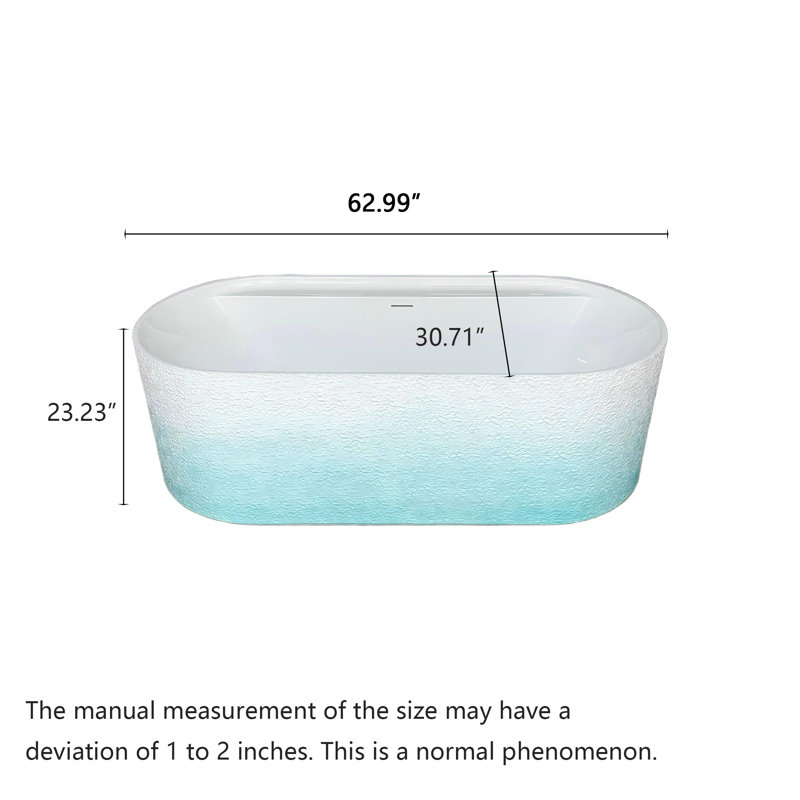 TB6096411049364TB&Size Freestanding Soaking Acrylic Bathtub, 23.23" H x 62.99" W x 30.71" D