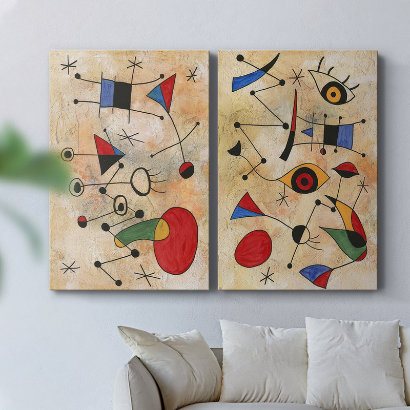 Miro Memoirs III - Toile tendue avec châssis de qualité supérieure - Prêt à accrocher, H 27 po x l 36 po