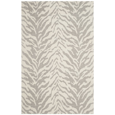 Tapis gris / beige tissé à la main à imprimé animal Cabildo