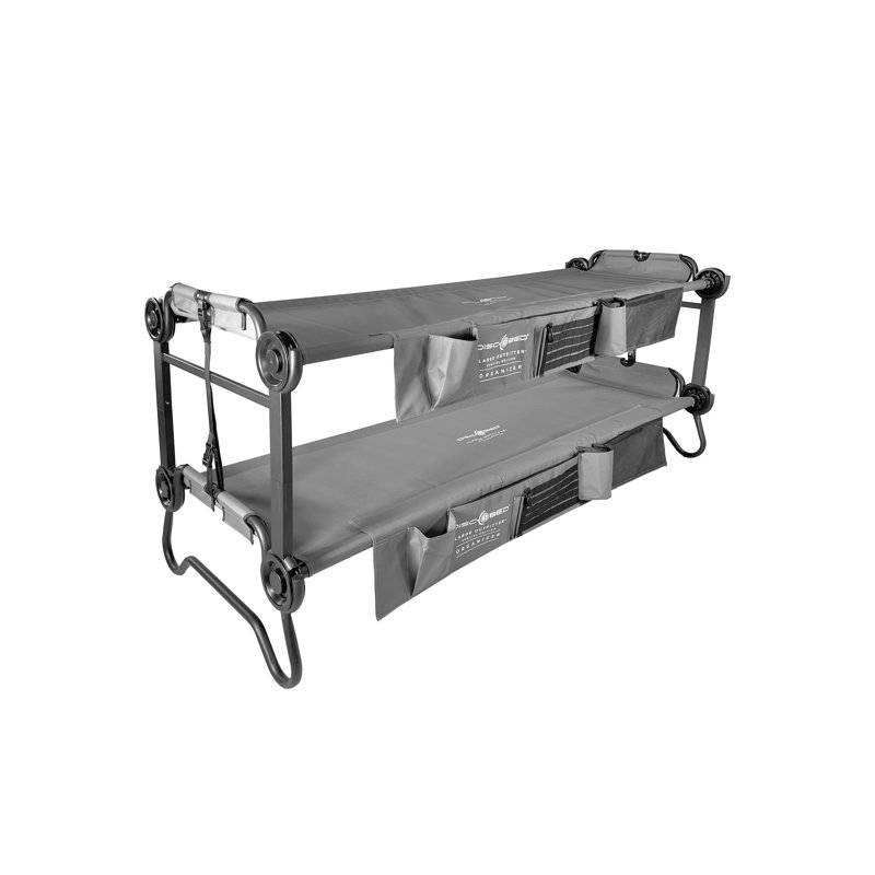 Large Gray Benchable Double Cot with Storage Organizers