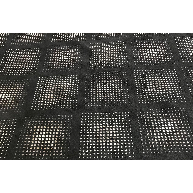 Wool Geometric Area Rug in Black