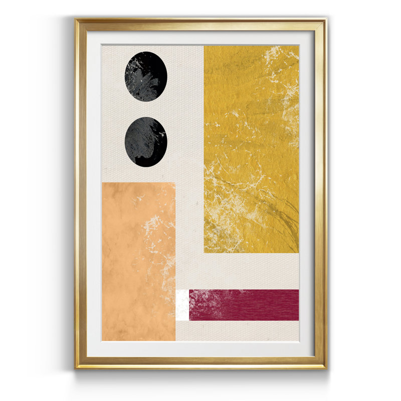 «Essie Abstract I», reproduction d'art graphique sur papier encadré, H 18,5 po x l 24,5 po x P 1,5 po, Doré
