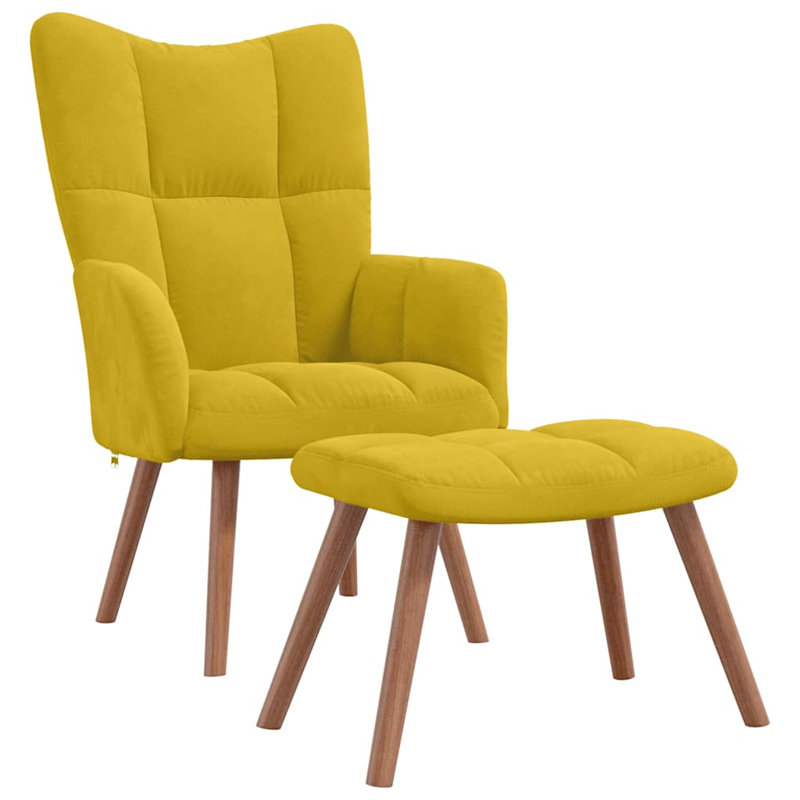 Khody Upholstered Armchair with Ottoman, Mustard Yellow Polyester