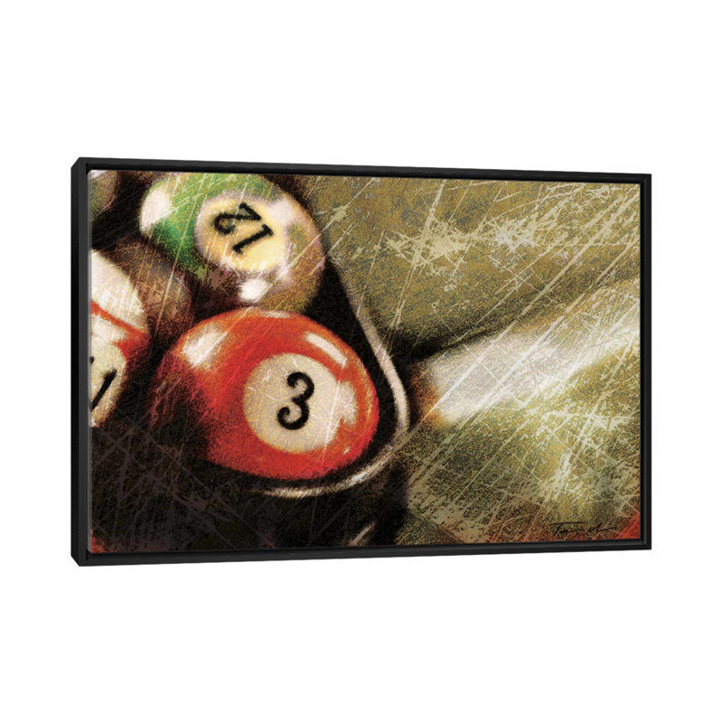 « ouverture break shot », reproduction d’impression sur toile tendue, H 18 po x l 26 po x P 1,5 po, Toile avec cadre noir