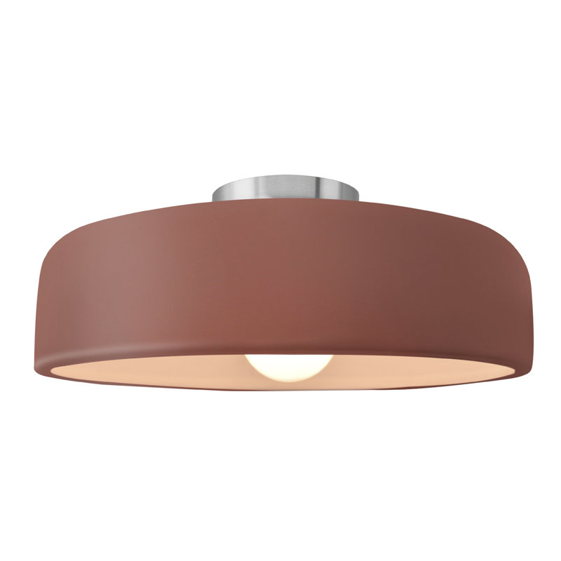 Plafonnier semi-encastré Radiance, Argile Canyon, Nickel brossé, H 6,5 po x l 16 po x P 16 po