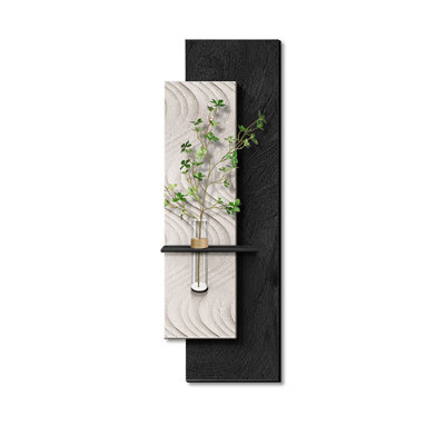 Black and white three-dimensional sandstone simulation green plant entrance decorative painting hanging picture
