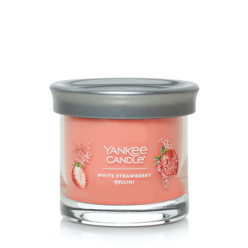 White Strawberry Bellini Small Glass Tumbler Candle