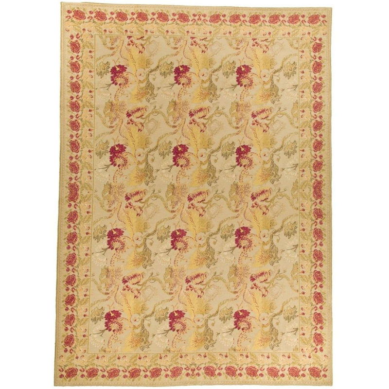 Tapis beige et beige noué à la main de haute qualité