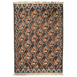 Hand Knotted Wool Area Rug in Black