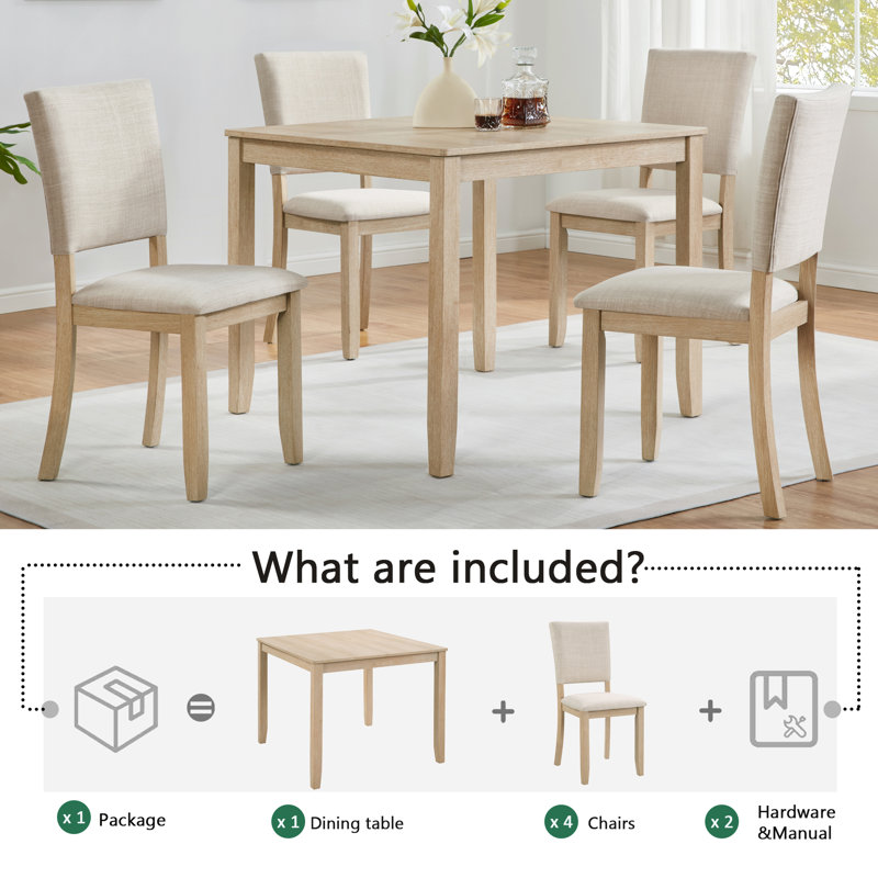 Modern Dining Set, Light Oak, Brown