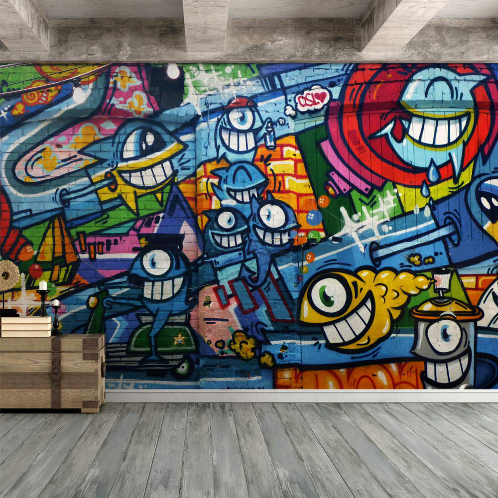 Vibrant Graffi Street Paint Peel & Stick Border IDEA4WALL 