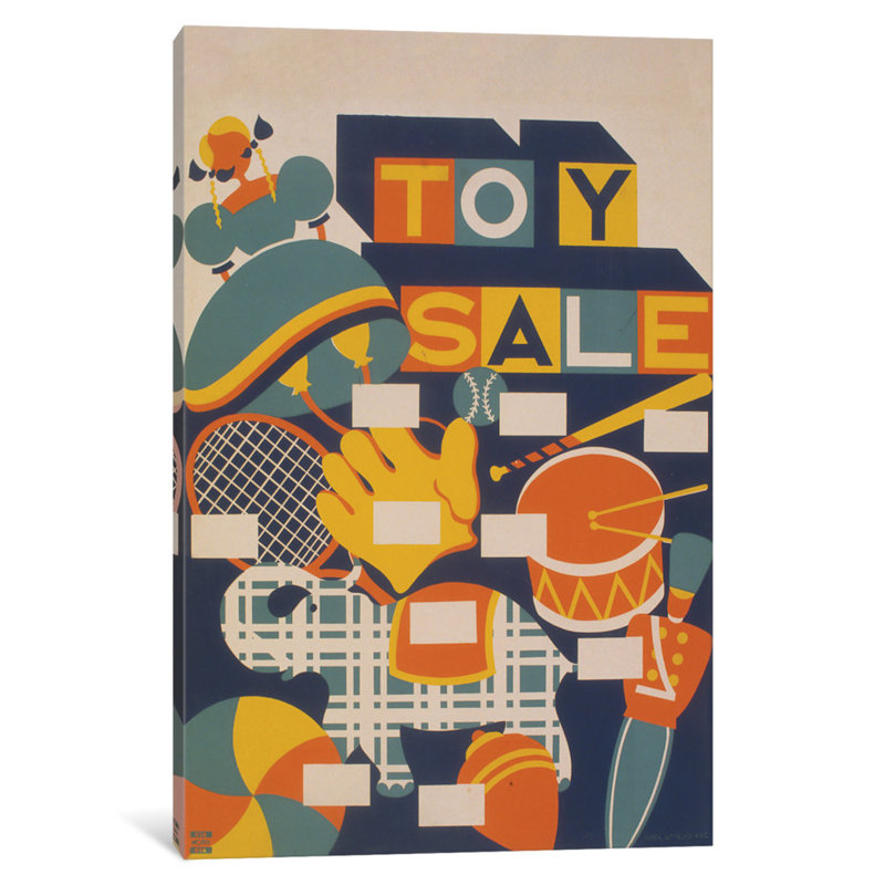 « jouets sale », impression sur toile tendue, H 18 po x l 12 po x P 1,5 po