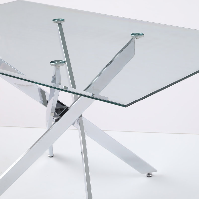 Ensemble de salle à manger moderne en verre trempé 5 pièces avec chaises ergonomiques, 5 Pieces: Table, 4 Chairs