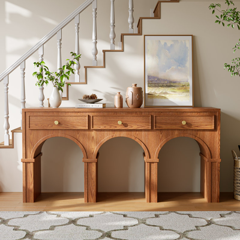 60" Solid Wood Console Table with Drawers