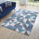 Kahula Geometric Triangle Mosaic Blue/White/Grey Area Rug