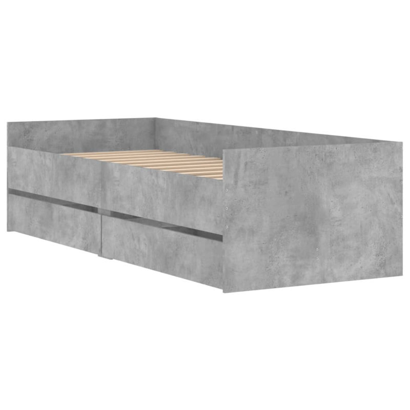 17 Stories Bed Frame With Drawers 75X190 Cm Small Single, Concrete Grey, 78 x 193cm