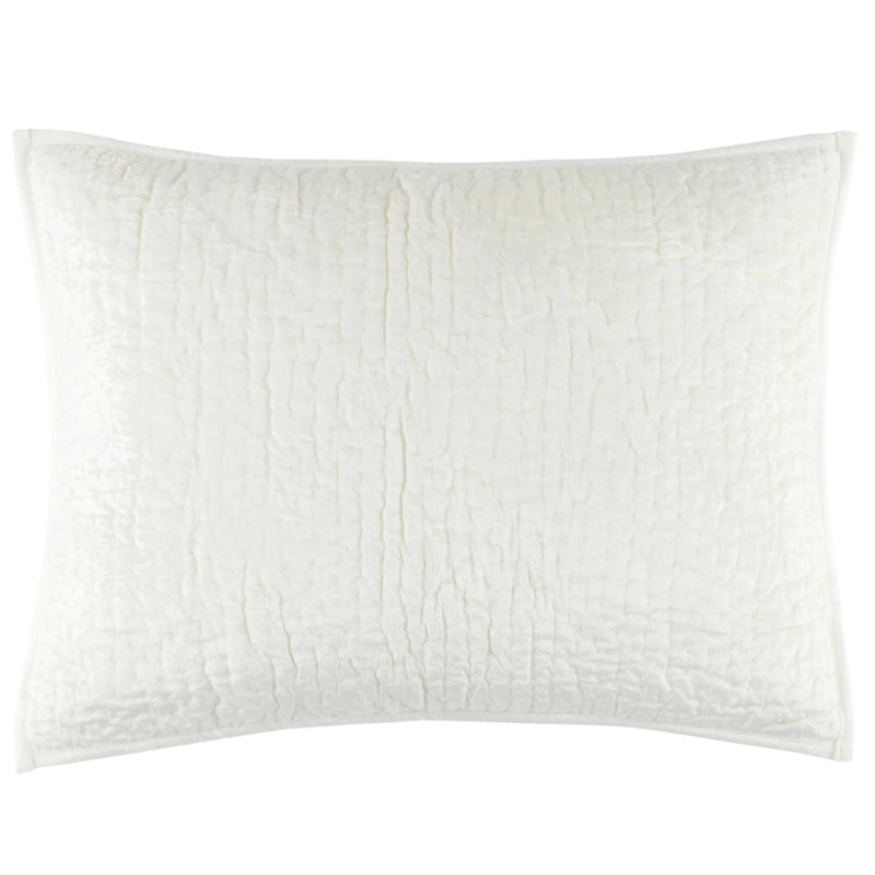 Parisienne Velvet Quilted Sham, Dove White, Standard