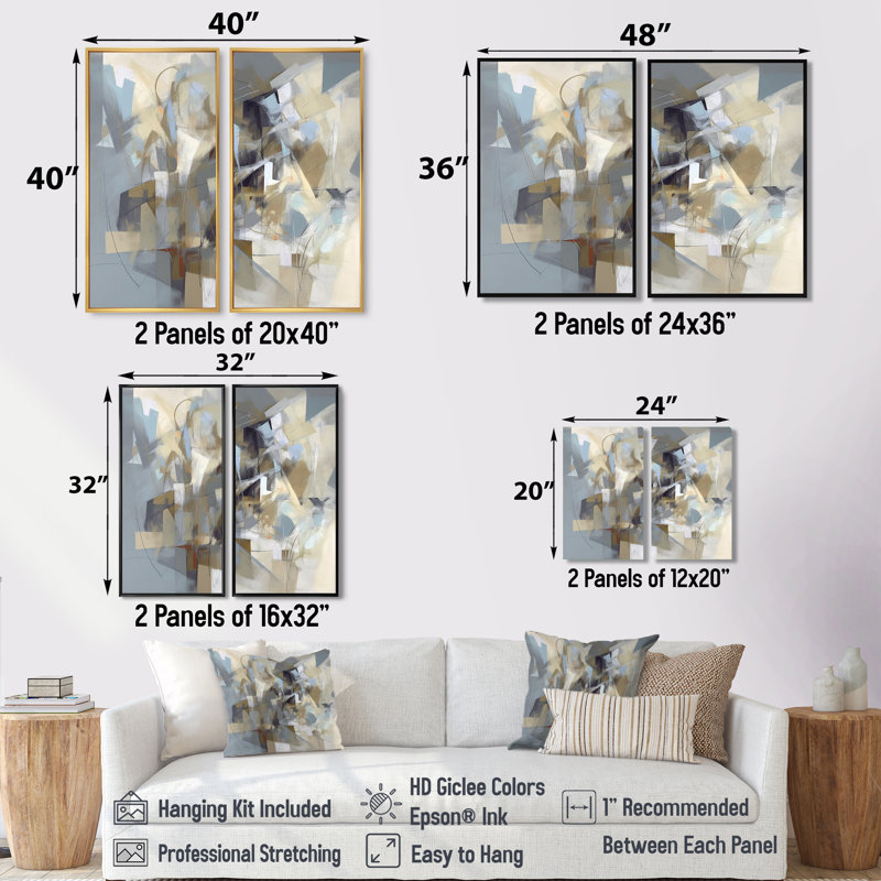 Beige et gris, Créature non limitée III - Beige, reproduction d'art moderne sur toile, H 36 po x l 48 po, Crème, crème
