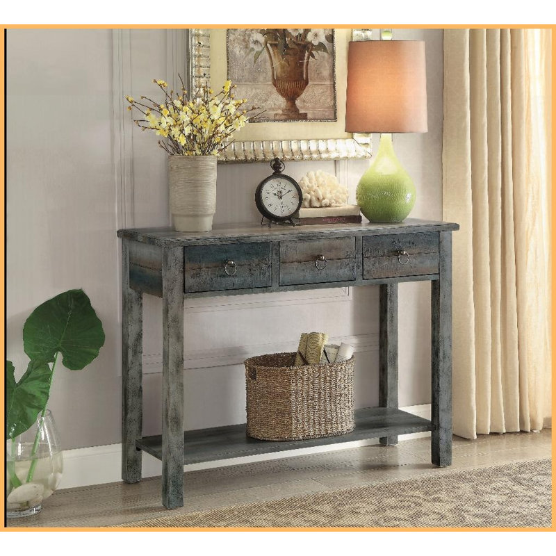 Gris antique Table basse Teal Glancio - rangement fonctionnel, plateau de table de 70 lb Capacité de tiroir de 40 lb