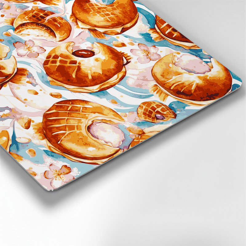 Dessert de taiyaki beige, art mural en métal, H 32 po x l 32 po