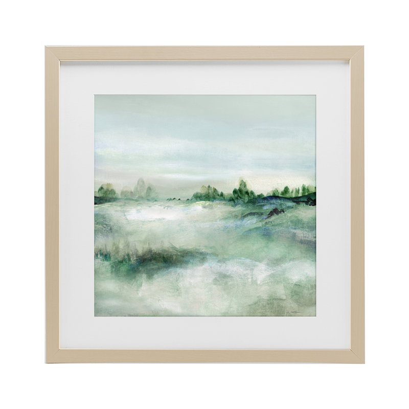 «Far Reaching Meadow», reproduction d'art sous verre encadrée, par Carol Robinson, H 13 po x l 13 po, Cadre de récolte en pin