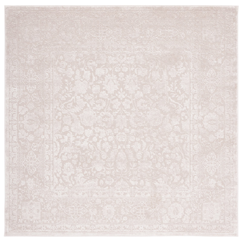 Calidia Oriental Creme/Ivory Area Rug, Square 3'