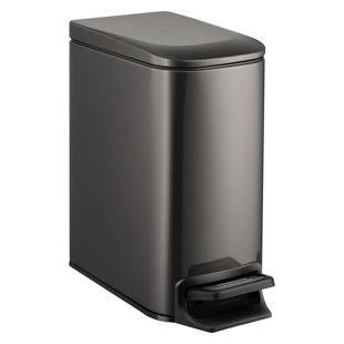 Small 6 Liter 1.6 Gal Stainless Steel Bathroom Trash Can With Soft Close Lid Step Pedal Anti-Fingerprint (Purple)