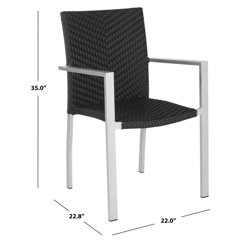 Chaise de patio empilable Rory, Noir