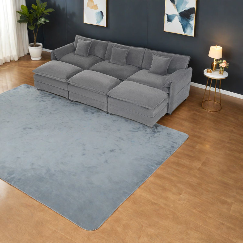 Grey Modular Sectionals, Oversized Chenille Sleeper Sofa For Home Comfort