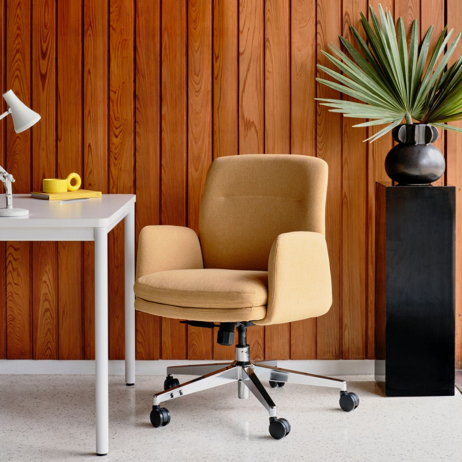 Fabric Office Chair with Lumbar Support, Sunflower, 36"