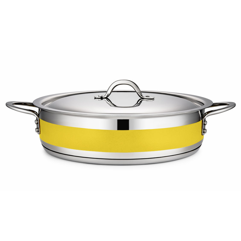 Casserole en acier inoxydable avec couvercle Bon Chef, 6 pte, Jaune