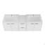 Meuble-lavabo de 60 po avec lavabo en résine, portes à fermeture en douceur et 1 armoire latérale, conception à fixation flottante, blanc brillant, contreplaqué (emballage KD) - 24 po x 2 + 12 po