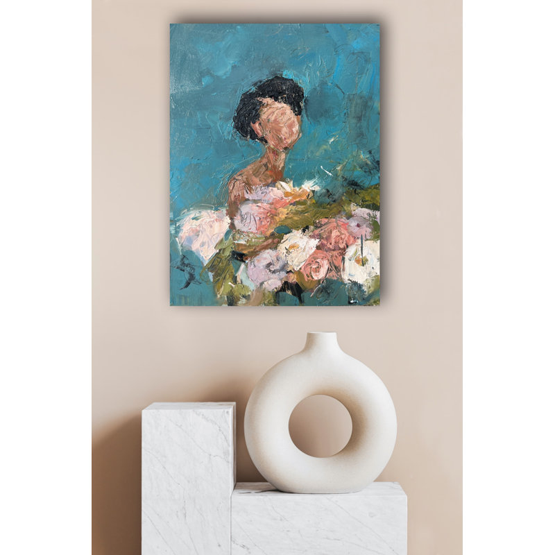Cœur de verre sur toile, H 36 po x l 24 po x P 1 po